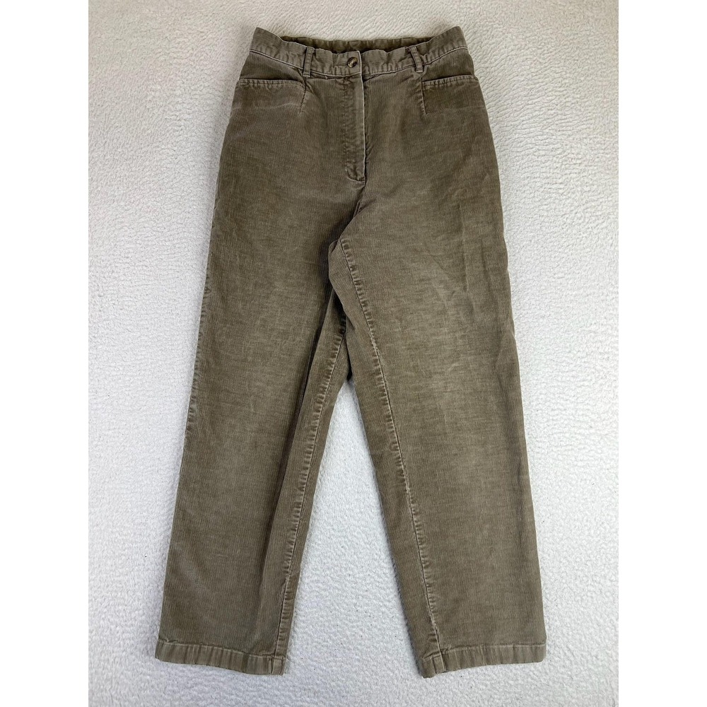 Vintage‎ LL Bean Brown Corduroy Pants Womens 10 Elastic Waist 28x28 Casual 0QT56